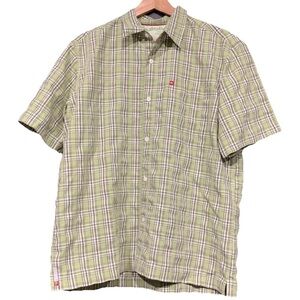 Quiksilver Shirt Mens Large Green Plaid Short Sleeve Button Up Collared